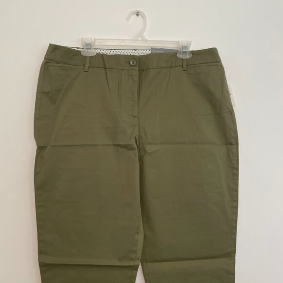 NEW NWT TALBOTS Perfect Crop Olive Green Button Cuff Cotton Cropped PETITE 16P - Picture 5 of 16